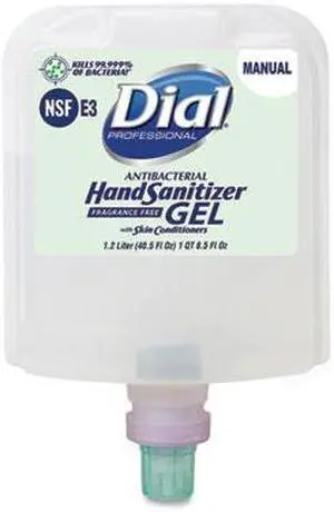 Antibacterial Gel Hand Sanitizer Refill for Dial 1700 Dispenser 1.2 L Refill Fragrance-Free 3/Carton 19711