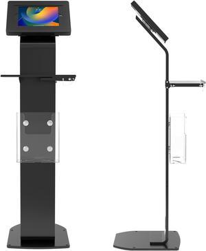 Anti-Theft Mobile Workstation Stand - CTA Locking Floor Stand Kiosk w/Secure Enclosure  Keyboard Tray & Storage - iPad 10.2"" 7/8/9 Gen - 11"" iPad Pro - Galaxy Tab A & More - Black - (PAD-PARAFK)