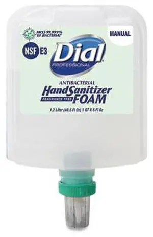 Antibacterial Foaming Hand Sanitizer Refill for Dial 1700 Dispenser 1.2 L Refill Fragrance-Free 3/Carton 19717