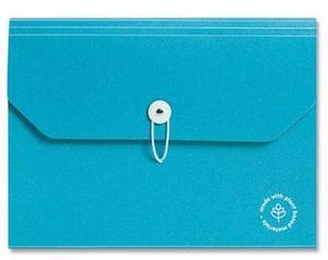 U-Eco 13-Pocket Expandable File 9.75" Expansion 13 Sections; Button/Elastic Closure 1/12-Cut Tabs Letter Size Ocean 6594U0112