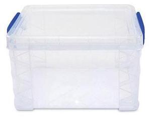 Advantus Super Stacker Lift-Off Lid Storage Tote Transparent/Blue 39230