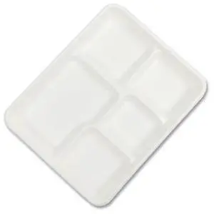Boardwalk Bagasse Food Tray 5-Compartment White 500/Carton TL15TBWNPFA