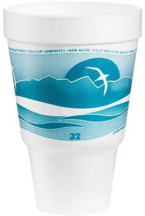Dart 32oz Squat EPS Foam Pedestal Cup Horizon Teal 400Ct 32AJ32H