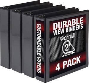 Samsill Durable 2" View D-Ring Binder, Black, Set of 4, MP46460