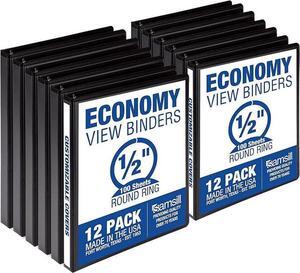 Samsill Durable 0.5" View D Ring Binder Black, Set of 4, MP46410