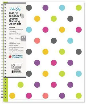 2025-2026 Day Designer Weekly/Monthly Academic Planning Calendar, 8-1/2" x 11", Multicolor, July 2025 To June 2026, 100330