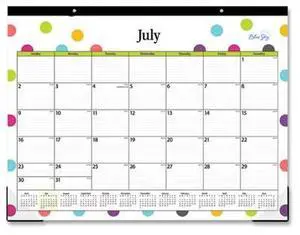 2025-2026 Blue Sky Monthly Desk Pad Planning Calendar, 22" x 17", TCH Dots, July 2025 To June 2026, 105496