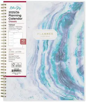 2025-2026 Blue Sky Weekly/Monthly Academic Planner, 8-1/2" x 11", Gemma Frosted, July 2025 To June 2026, 118177