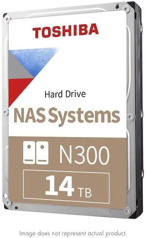 Toshiba N300 NAS - Hard drive - 14 TB - internal - 3.5" - SATA 6Gb/s - 7200 rpm - buffer: 512 MB - HDWG51EXZSTA