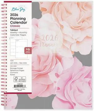 2026 Blue Sky Weekly/Monthly Planner, 8-1/2" x 11", Joselyn, January To December, 110394