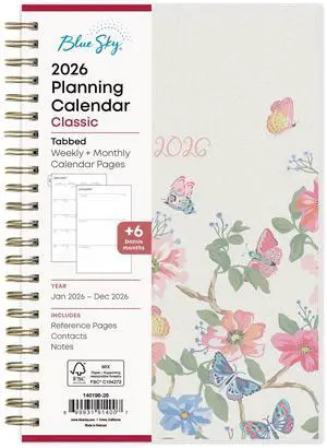 2026 Blue Sky Weekly/Monthly Planner, 5" x 8", Fly By Frosted, January To December, 140944