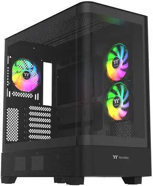 Thermaltake View 290; Mid Tower; 3x120mm ARGB Lite Fans Included; 360mm Radiator Support; 450mm GPU Clearance; Hidden Connector Support; Rotatable PCIe Slots; 200mm PSU Clearance; Black; CA-11G-00M1WN