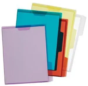 Globe-weis Flap Lock Translucent Project Jacket - Letter - 8.50" X 11" - Polypropylene - Blue, Green, Red, Yellow, Clear - 5 / Pack (E85015)