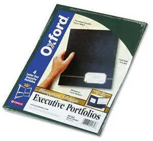 Oxford Monogram Executive Portfolio - Letter - 8.50" X 11" - 2 Pockets - Linen - Green, Gold - 4 / Pack (04164)