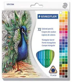 Staedtler 1270C72A6 Triangular Colored Pencil Set, H/#3, 2.9mm, 72 Assorted Colors