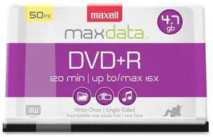 Maxell DVD Recordable Media - DVD+R - 16x - 4.70 GB - 50 Pack Spindle
