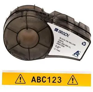 BRADY M21-500-595-YL All Weather Permanent Adhesive Vinyl Label Tape, 1/2 in W