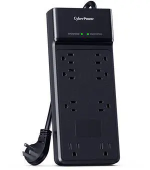CyberPower CSB806R1 8-Outlet Essential Surge Protector with 6' Power Cord, Black CyberPower CSB806R1 8-Outlet Essential Surge Protector with 6' Power Cord, Black