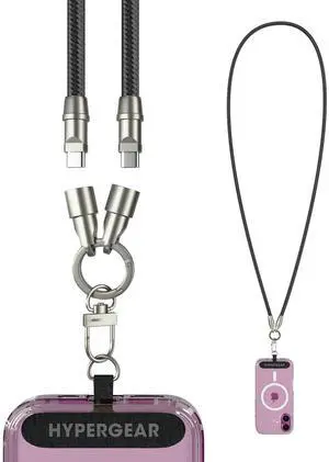 Hypergear 16280 4 Ft. TECHcessories 2-in-1 Universal Crossbody Phone Strap and 60W USB-C Charging Cable - Black Hypergear 16280 4 Ft. TECHcessories 2-in-1 Universal Crossbody Phone Strap and 60W USB-C Charging Cable - Black