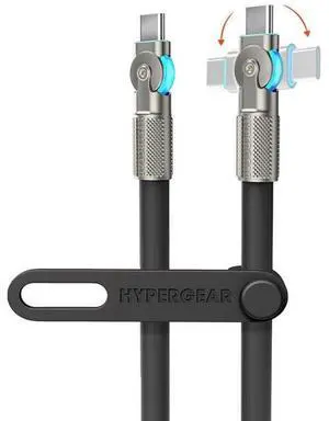 Hypergear 16223 6 Ft. Chunky180 Degrees Rotating 100W USB-C Rugged Fast Charging Cable - Black Hypergear 16223 6 Ft. Chunky180 Degrees Rotating 100W USB-C Rugged Fast Charging Cable - Black