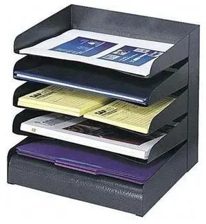 Safco Steel Desk Tray Sorter 5-Tier Ltr 12"x9-1/2"x11-1/4" BK 3127BL - OEM