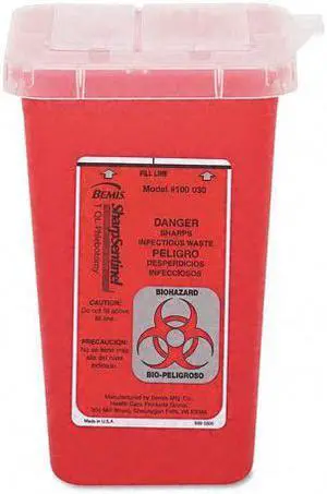 Impact Sharps Container 6.75"x5"x4.5" 1QT Red 7350