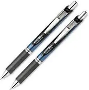 Pentel Gel Pen Retractable/Refillable Metal Tip.7mm 2/PK Black BLN77BP2A