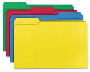 Business Source Color File Folders Legal 11PT 1/3 Cut 1" Exp. 100/BX AST 65781