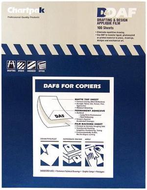 Chartpak DAF8 Self-Adhesive Drafting Applique Film, 8-1/2 x 11, Clear, 100/Box