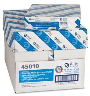 Elite Image 45010 Multipurpose Paper - 8 1/2" x 11" - 20 lb Basis Weight - 98 Brightness - 5000 sheets / Carton (10 Reams / Carton) - White