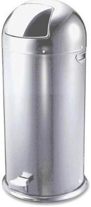 Genuine Joe Round-Top Pedal Receptacle Bin - Steel - Stainless Steel