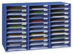 Pacon Mail Sorter, 1.8" Height x 12.5" Width x 10" Depth - 30 Pocket(s) - Blue