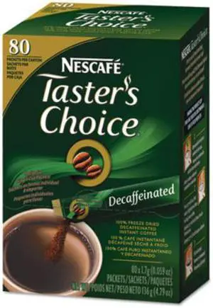 Nescafé 66488 Premium Instant-Coffee Single-Serve Sticks, Decaf, .06oz, 80/Box