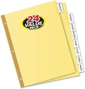 Avery 11115 Avery Worksaver Insertable Dividers Value Pack Print-on - 8 Tab(s)/Set, 24Sets/ Box - Clear, Buff Tab