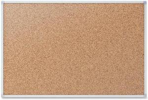 Mead Cork Surface Bulletin Board - 4" Height x 3" Width - Cork Surface - Oak Aluminum Frame