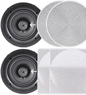 PYLE  PDIC86  8.0" In-Wall / In-Ceiling Dual Stereo Speakers, 250 Watt, 2-Way, Flush Mount