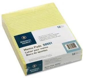 Memorandum Pads 8-1/2"x11" Wide Ruled 50Shts/PD Canary