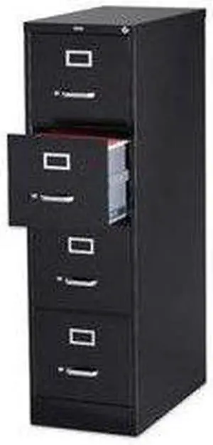Lorell 4-Drawer Vertical File w/ Lock 15"x26-1/2"x52" Lt Gray 60192