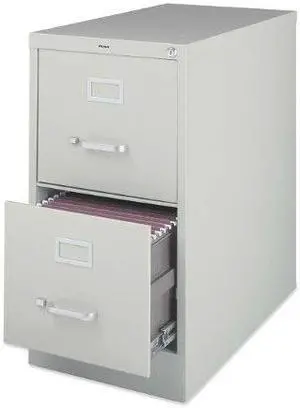 Lorell 2-Drawer Vertical File w/ Lock 15"x25"x28-3/8" Light Gray 60654