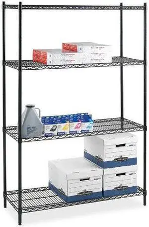 Lorell Starter Shelving Unit 4 Shelves/4 Posts 48"x24"x72" Black 69140