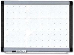 Lorell Magnetic Dry-erase Board w/ Grid Lines 4'x3' Silver/Ebony 69652
