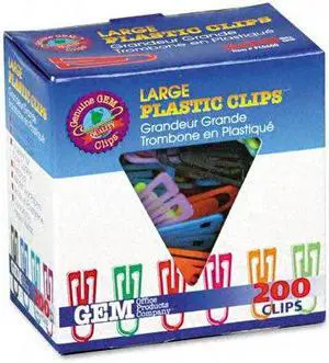 Advantus Paper Clips Plastic Large (1-3/8") Assorted Colors 200/ Box PC0600