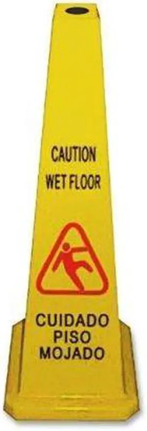 Genuine Joe Caution Safety Cone 4-Sided 10"x10"x24" Yellow 58880