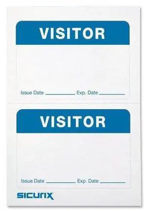 Baumgartens Visitor Badge, 100/BX, White/Blue 67630