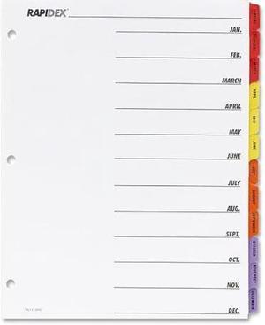 Sparco Index Dividers,Punched,Jan-Dec,11"x8-1/2",12/ST,Multi 21906