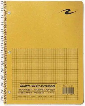 Roaring Spring Quad Notebook Wirebound 5x5 Quad 3HP 11"x8-1/2" 80 Sh Brown 11209