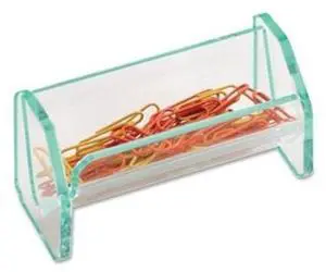 Paper Clip Holder, 3-7/8"x2-1/2"x1-7/8", Clear/Green LLR80660