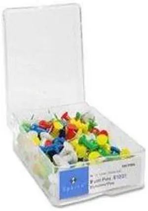 Pushpins, 3/8" Point, 1/2" Heads, 100/BX, Assorted