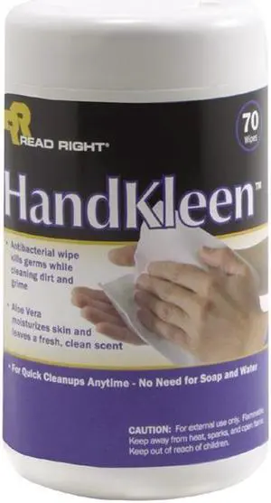 Read Right RR1460 HandKleen Premoistened Wipes  Cloth  5 1/2 x 6 1/2  70/Tub