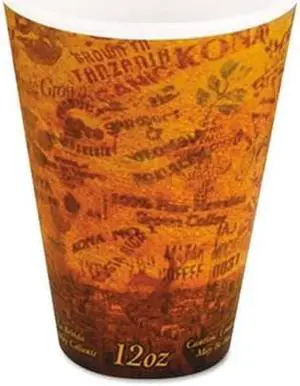 Foam Hot/Cold Cups, 12Oz, Brown/Black,